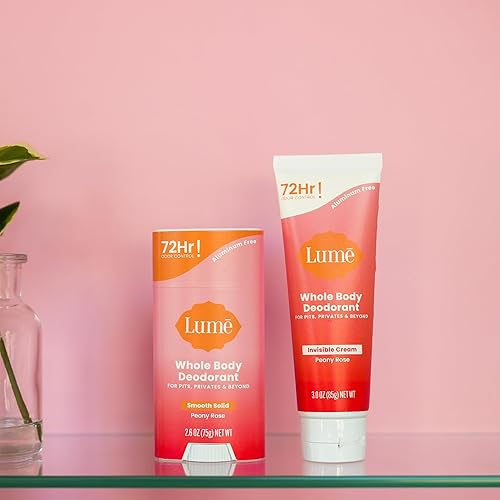 Miniatura 64 de Lume Desodorante para todo el cuerpo, tubo de crema invisible y barra sólida, control de olores de 72 horas, sin aluminio, sin bicarbonato de sodio,