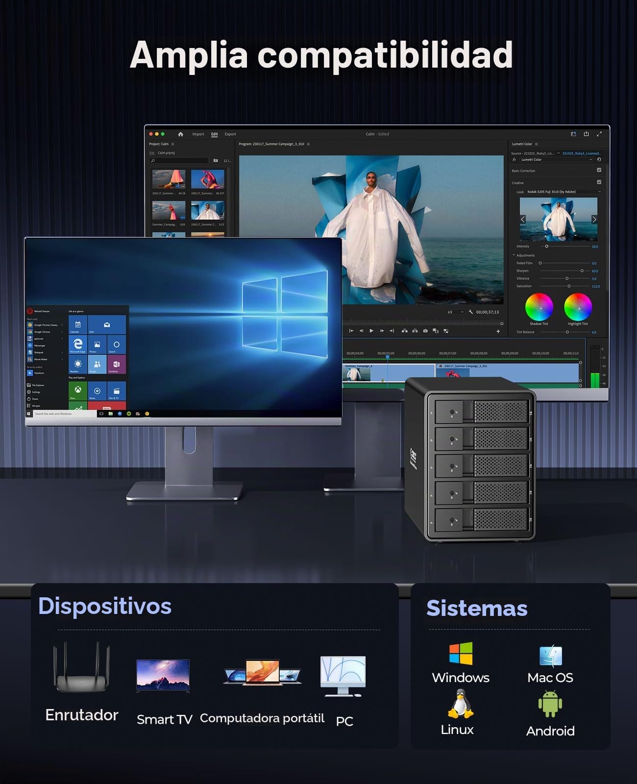 ORICO Raid Carcasa Externa para 5 Discos Duros,USB 3.0 a SATA Caja Disco Duro 3.5" para HDD y SSD SATA I/II/III,Soporta Raid-Raid 0/1/5/10,MAX 100 TB