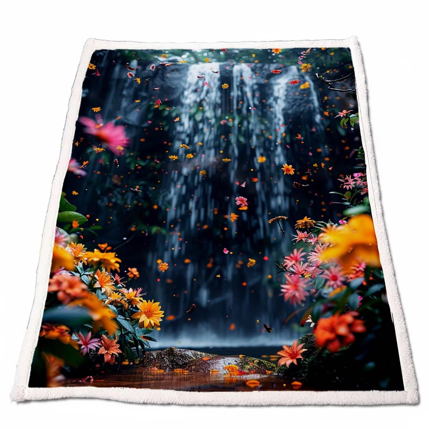 Sherpa Polaire Couverture Chutes Couverture Lestée Adulte Chaude Douce Confortable Fleur Plaid Canape Grande Taille 140 x 200cm pour Plaid Automne Hiver Lit Canapé Outdoor Voyage Cadeau Model-7744