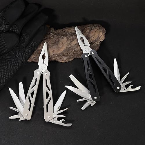 Miniatura 3 de Mini multiherramienta 12 en 1, alicates de punta de aguja, cuchillo de bolsillo, llavero, abrebotellas, regalos para hombres, equipo de campamento,