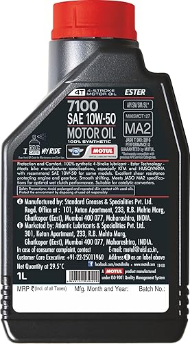 Miniatura 3 de Motul 7100 10W-50 Lubricante de motor de aceite de motocicleta sintético completo 1 litro 104097 4 tiempos JASO MA2 Road Street Off-road Adventure
