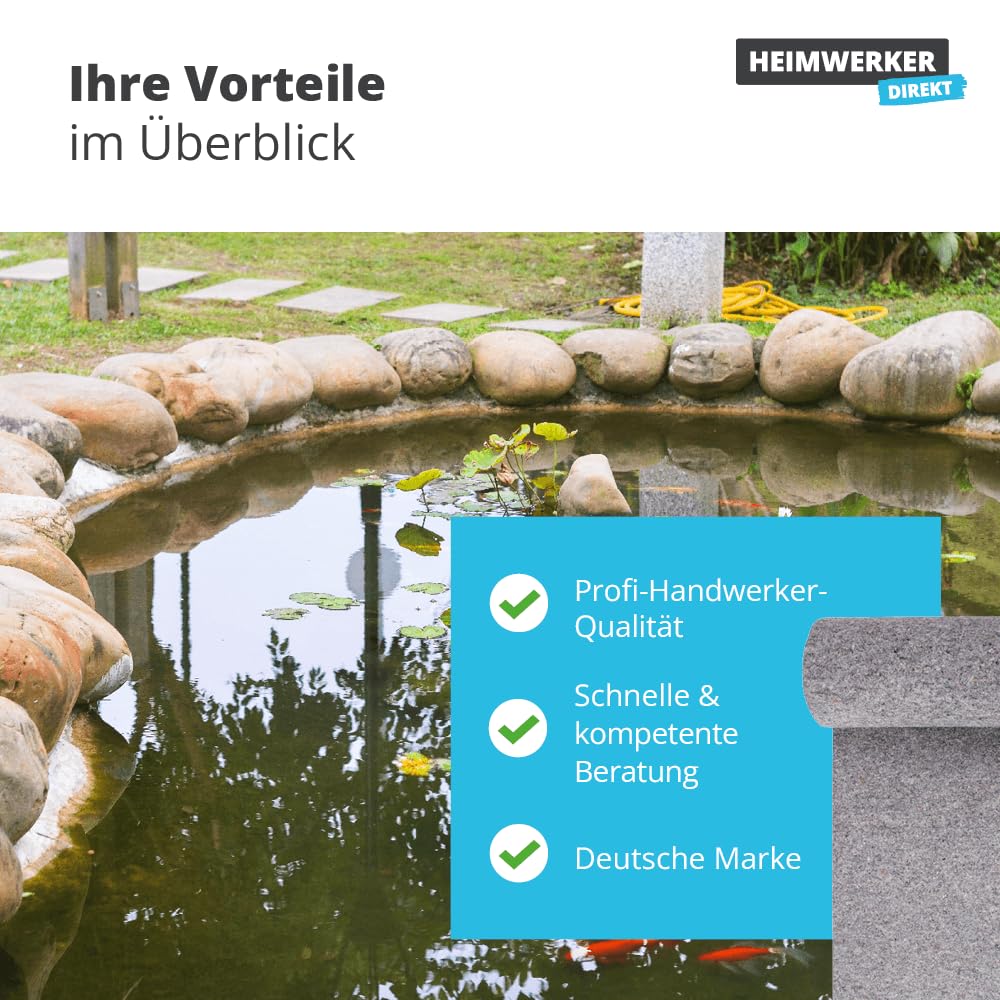 Alfa Teichvlies 300 g/m² Schutzvlies 1 m x 50 m – Schutzvlies (50 m²) | Profi-Qualität – Zum Schutz von Teichfolien gegen Beschädigungen - Unterlage für Pools – 100% Recyclingmaterial