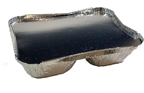 Miniatura 4 de Bandeja desechable de papel de aluminio con tapas de cartón (paquete de 20 juegos) - Bandeja de papel de aluminio de 3 compartimentos