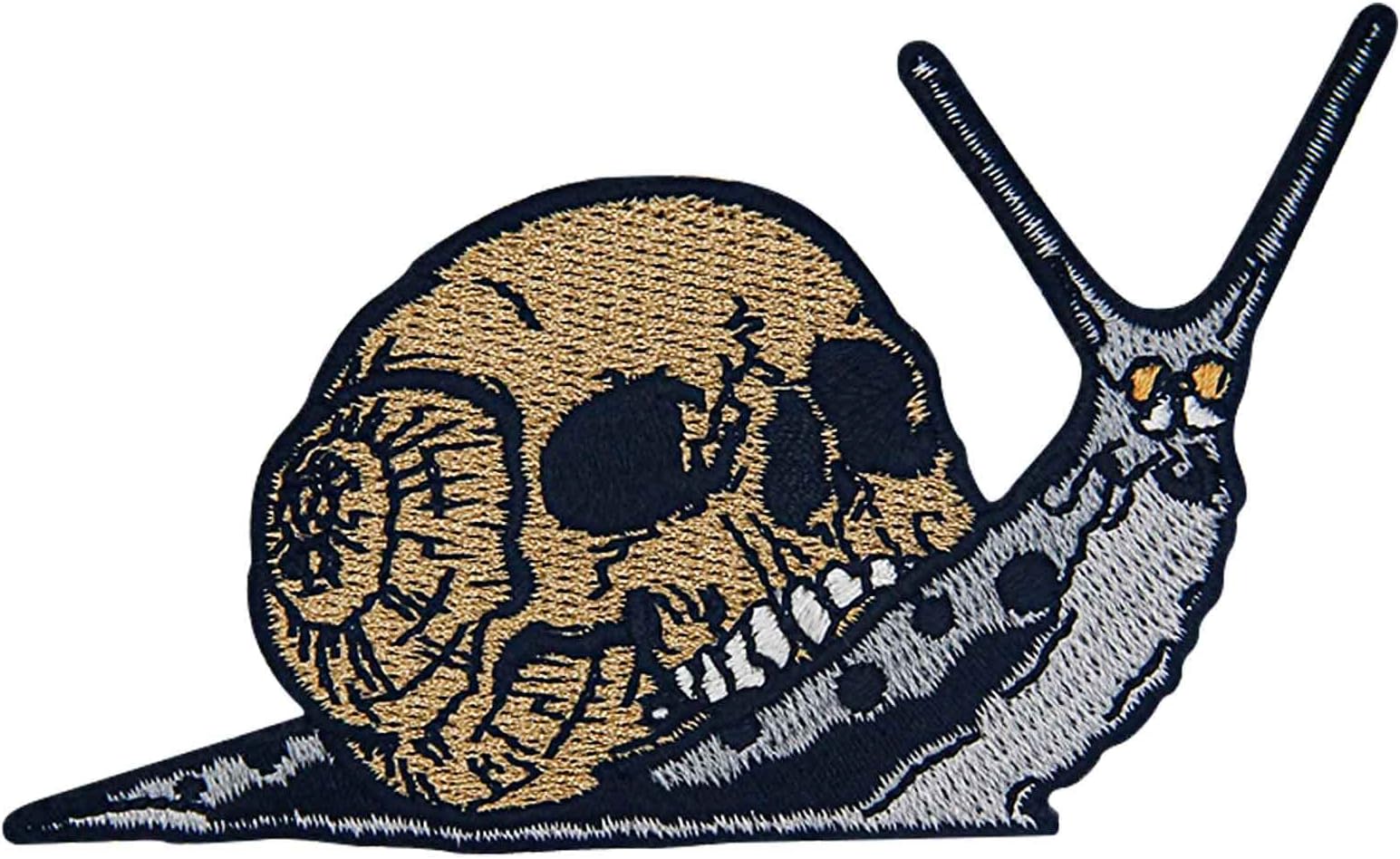 Skull Snail Patch Embroidered Applique Badge Iron On Sew On Emblem