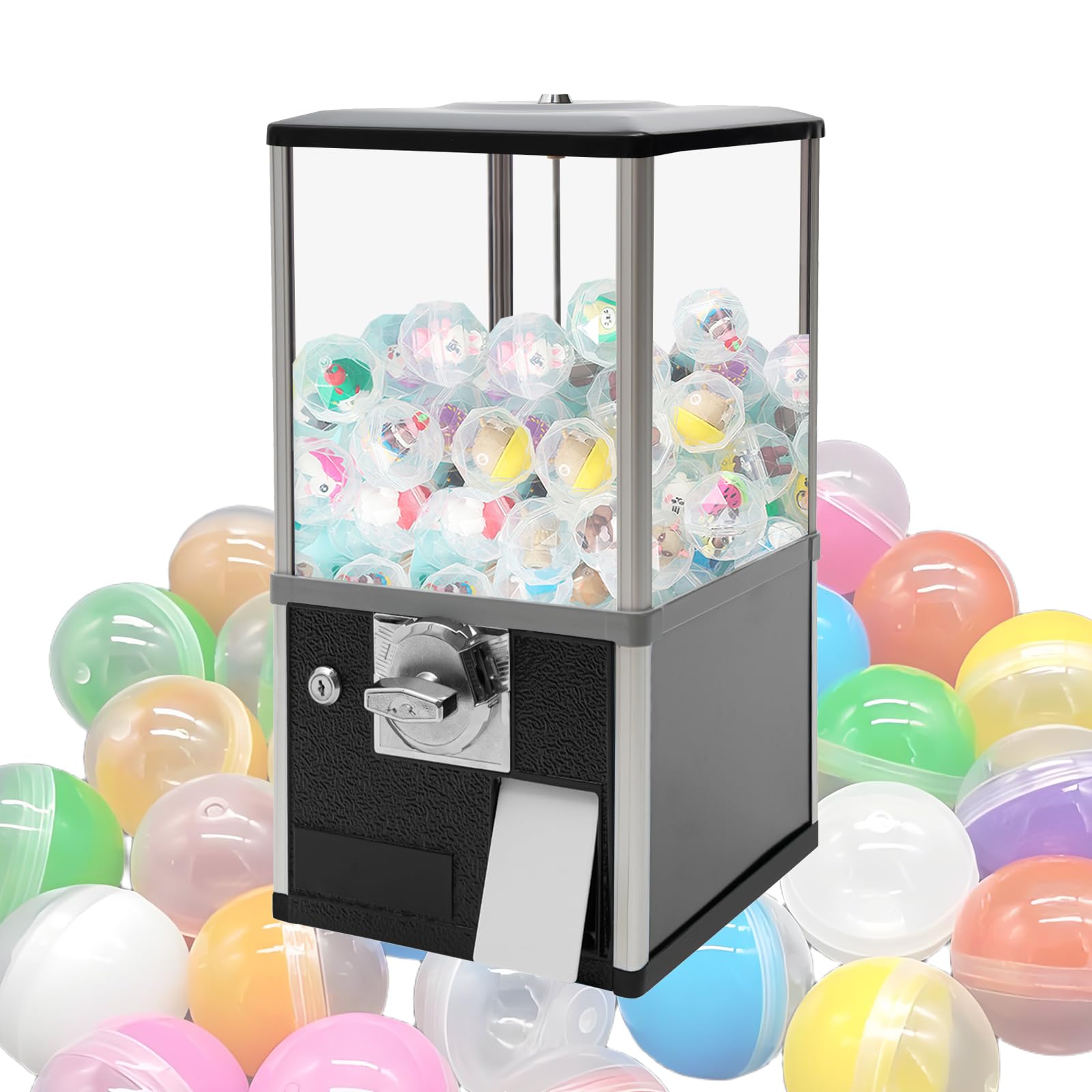 25 Cents Coin Operated Vending Machine, Toy Capsule Vending Machine, Commercial Gumball Machine, 200 Capacity for 1.8"-2" Gashapon, Twister Balls,