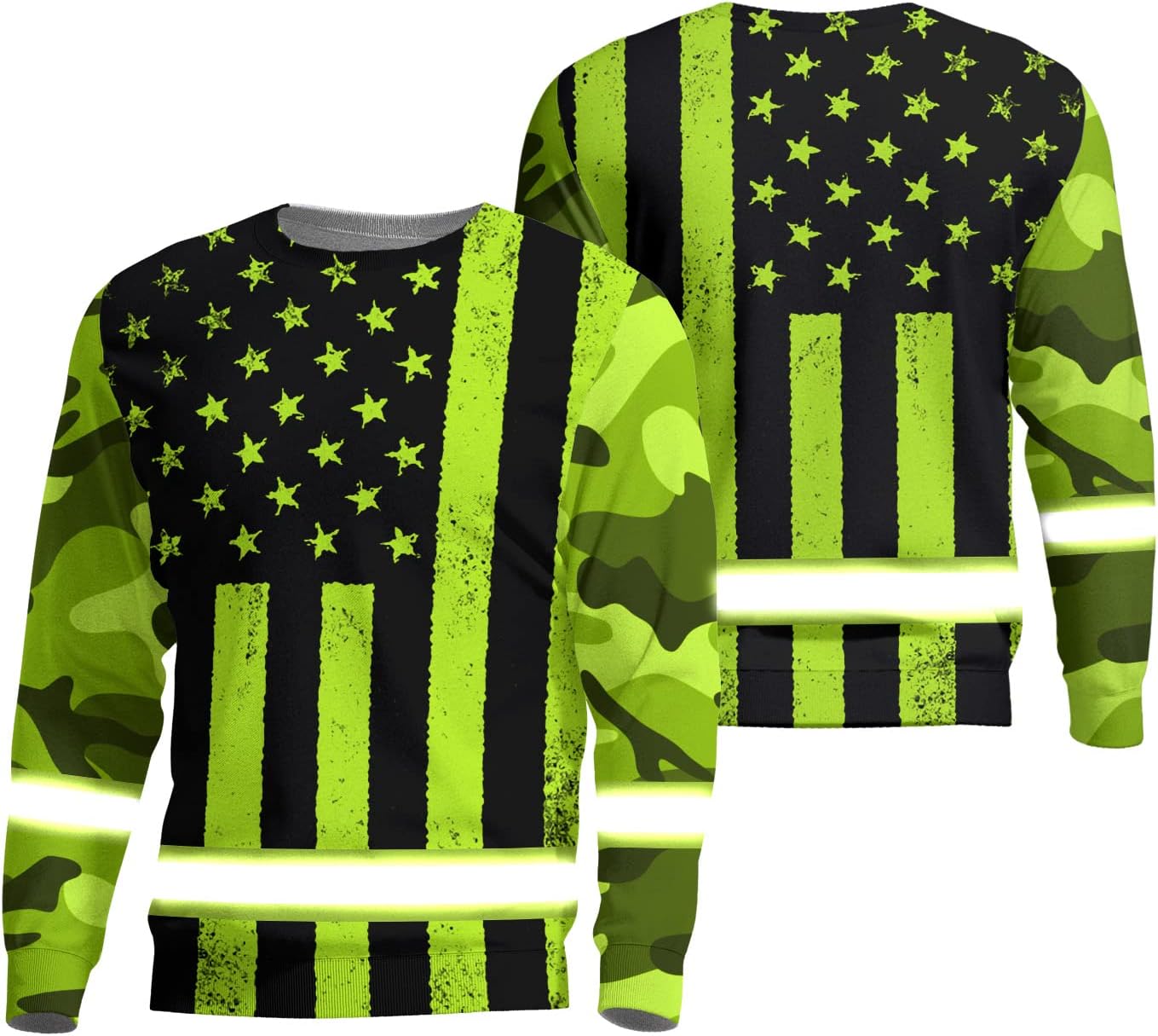 US Flag High Visibility Shirt Custom Name Reflective Safety Workwear Runners, Walkers