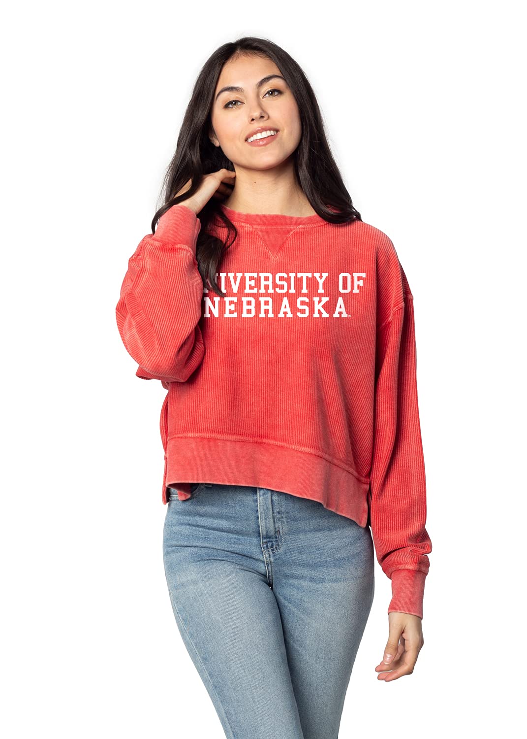 Chicka-d Women's Standard Corded Boxy Pullover, Red, Large