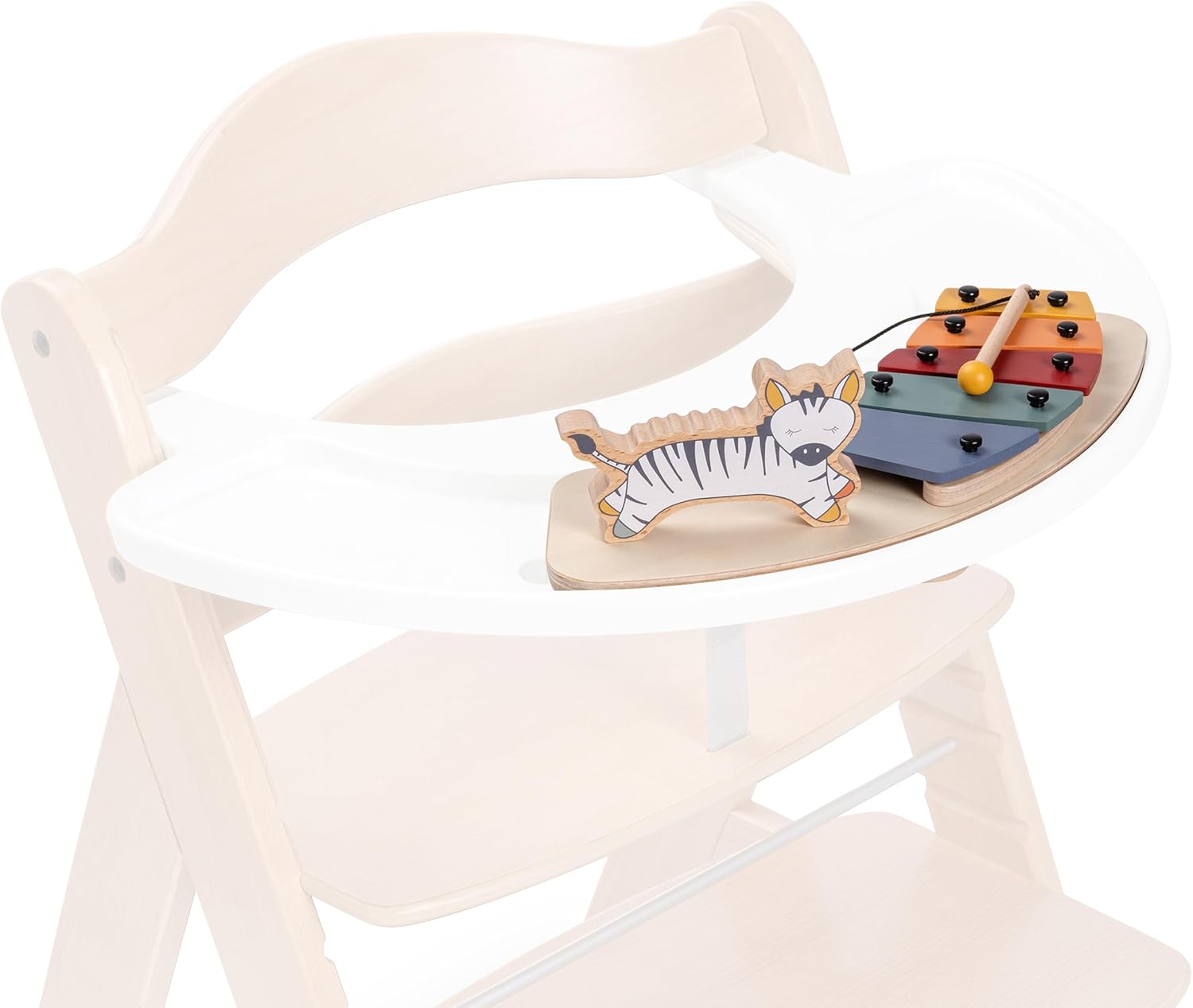 hauck Baby Play Music Xylophone Plateau pour Chaise Haute Alpha+ et Beta+, Jouet pour Bébé en Bois (Certifié FSC®) – Combinable avec Plateau de Jeu, Matériau Recyclé – Zèbre Blanc