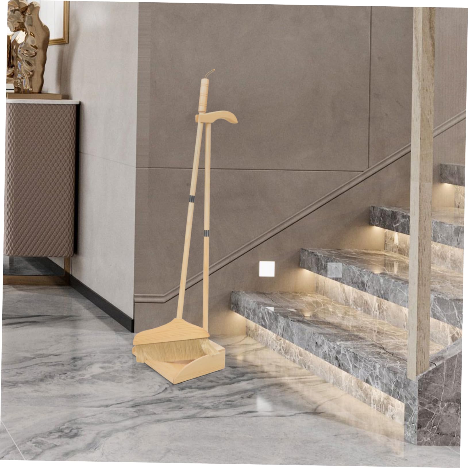 Escoba y Recogedor De Hogar Reutilizables Escoba De Barrer Herramienta para Limpiar Pisos Cerdas Suaves Mango para Limpieza De Cocina y Sala De Estar