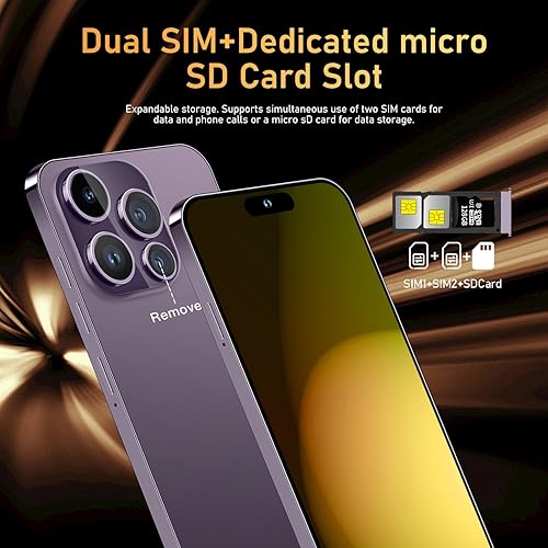 Miniatura 5 de Huness 14PROMA X - Teléfono celular desbloqueado, batería de 6800 mAh, pantalla HD de 6.82 pulgadas, teléfonos desbloqueados, 16+512 GB Android 14