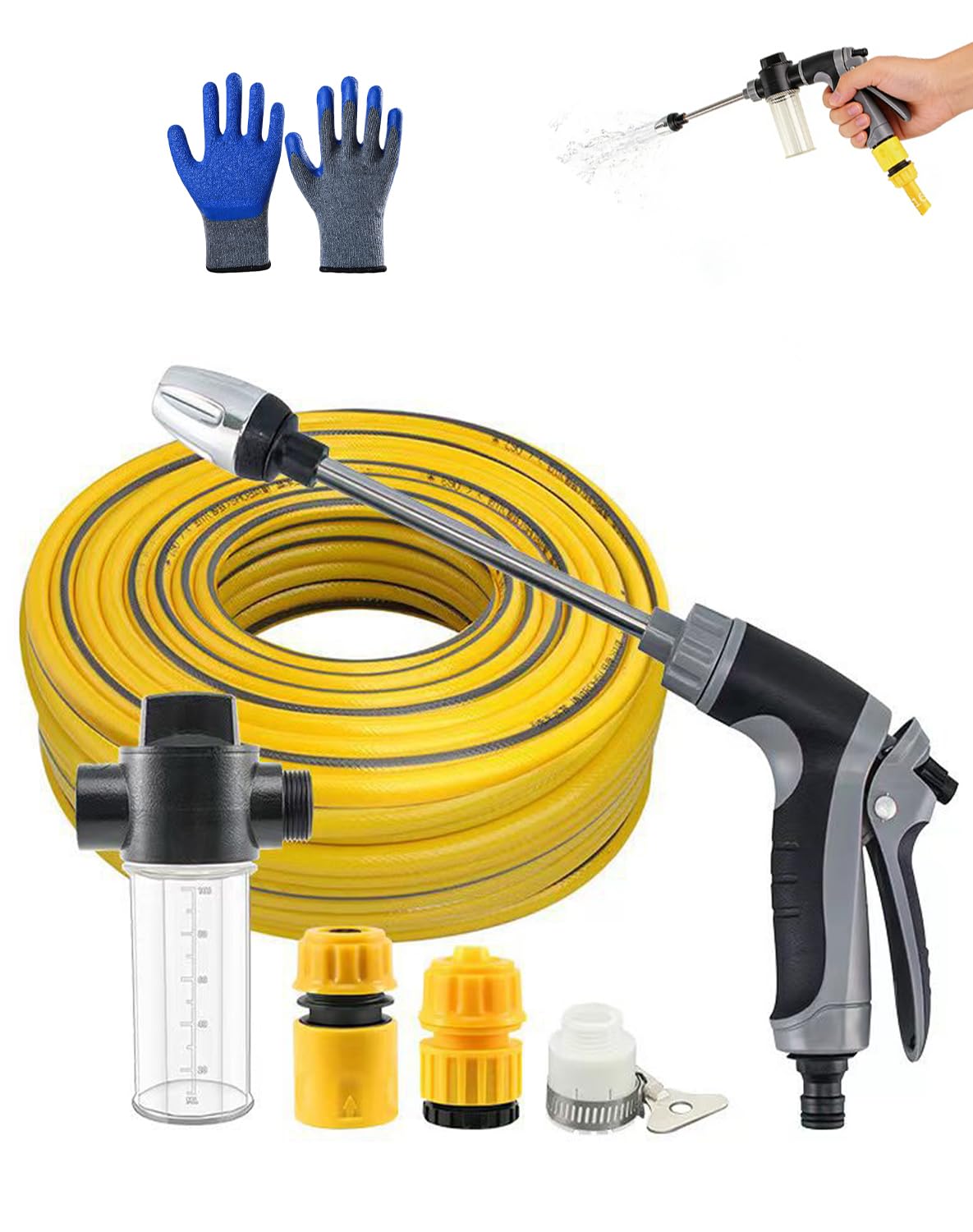 Aquoxis Pressure Washer, Aquasis-Aquoxis Power Washer, Ncludes Spray Bottle and Connecting Water Hose, 5m / 10m / 15m, High-Pressure Cordless Jet Cleaner for Patio & Car (5M connecting pipe)
