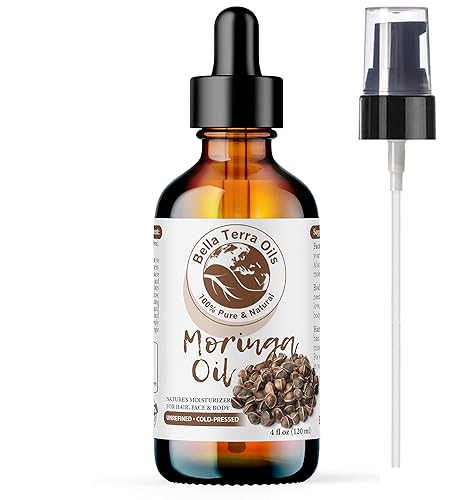 Bella Terra Oils NUEVO! Aceite de moringa. 4 onzas. Prensado en frío. Sin refinar. Orgánico. 100% puro. Antienvejecimiento. Hidrata la piel y el