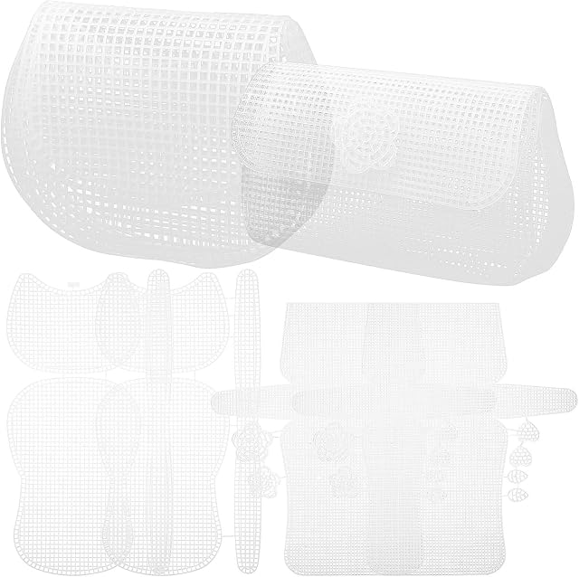 VILLCASE 6pcs Clear Plastic Mesh Canvas Sheets for Embroidery, Mesh Plastic Canvas Sheets Crossbody Bag Purse Making Bag Sewing Blank Canvas Sheets for DIY Bag Making Craft Sewing