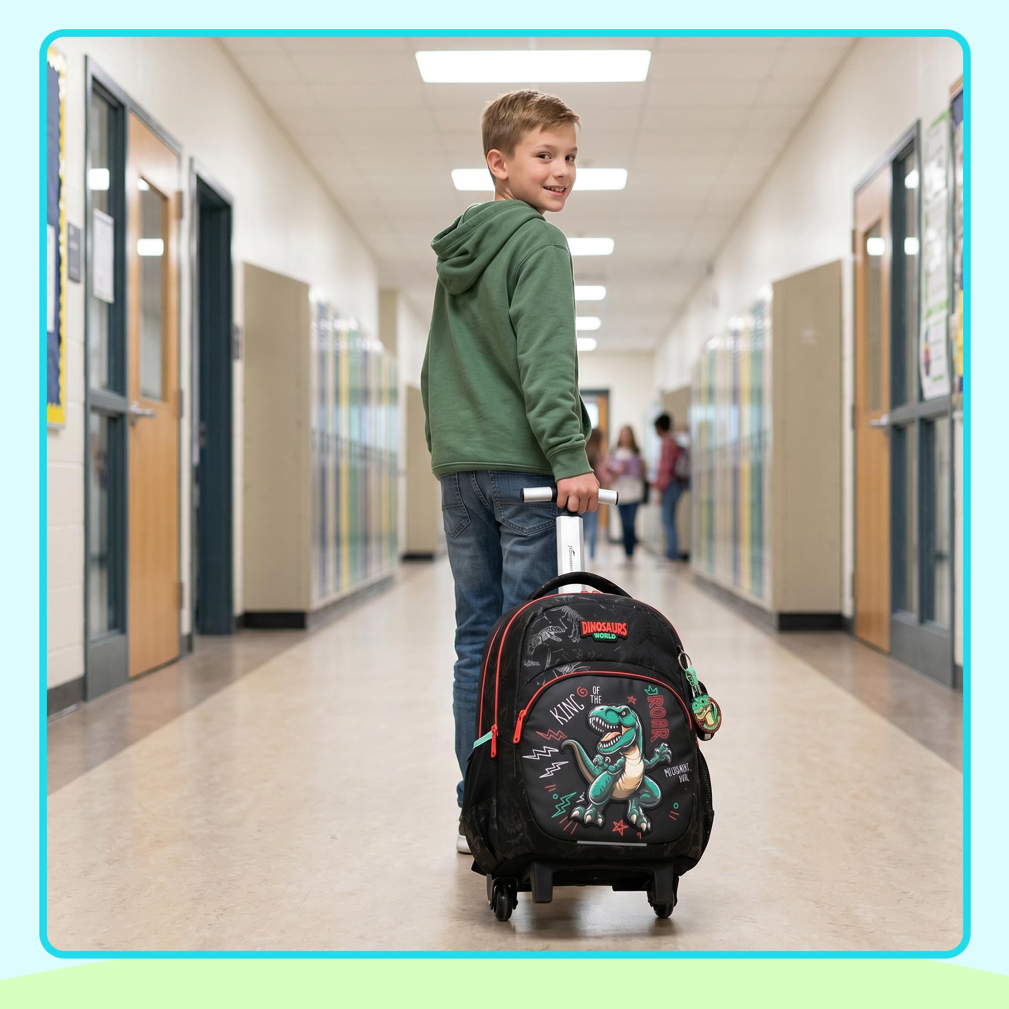 HTgroce Zaino Trolley Scuola Elementare Bambino– Set 3 in 1 con Borsa e Astuccio – Zainetto con Ruote Ergonomico per Primaria
