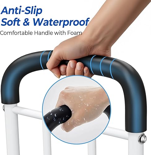 Miniatura 6 de Rieles de cama para adultos mayores, bastón de cama ajustable aprobado por ASTM con mango ergonómico antideslizante y bolsillo de almacenamiento,