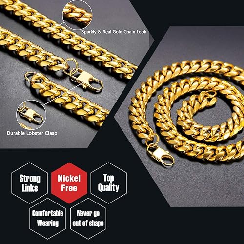 Miniatura 3 de ChainsPro - Collar de cadena gruesa para hombre, estilo cubana, ancho de 4.8, 6, 10, 14 mm, largo de 46 cm, 51 cm, 61 cm, 66 cm, 71 cm, 76 cm,