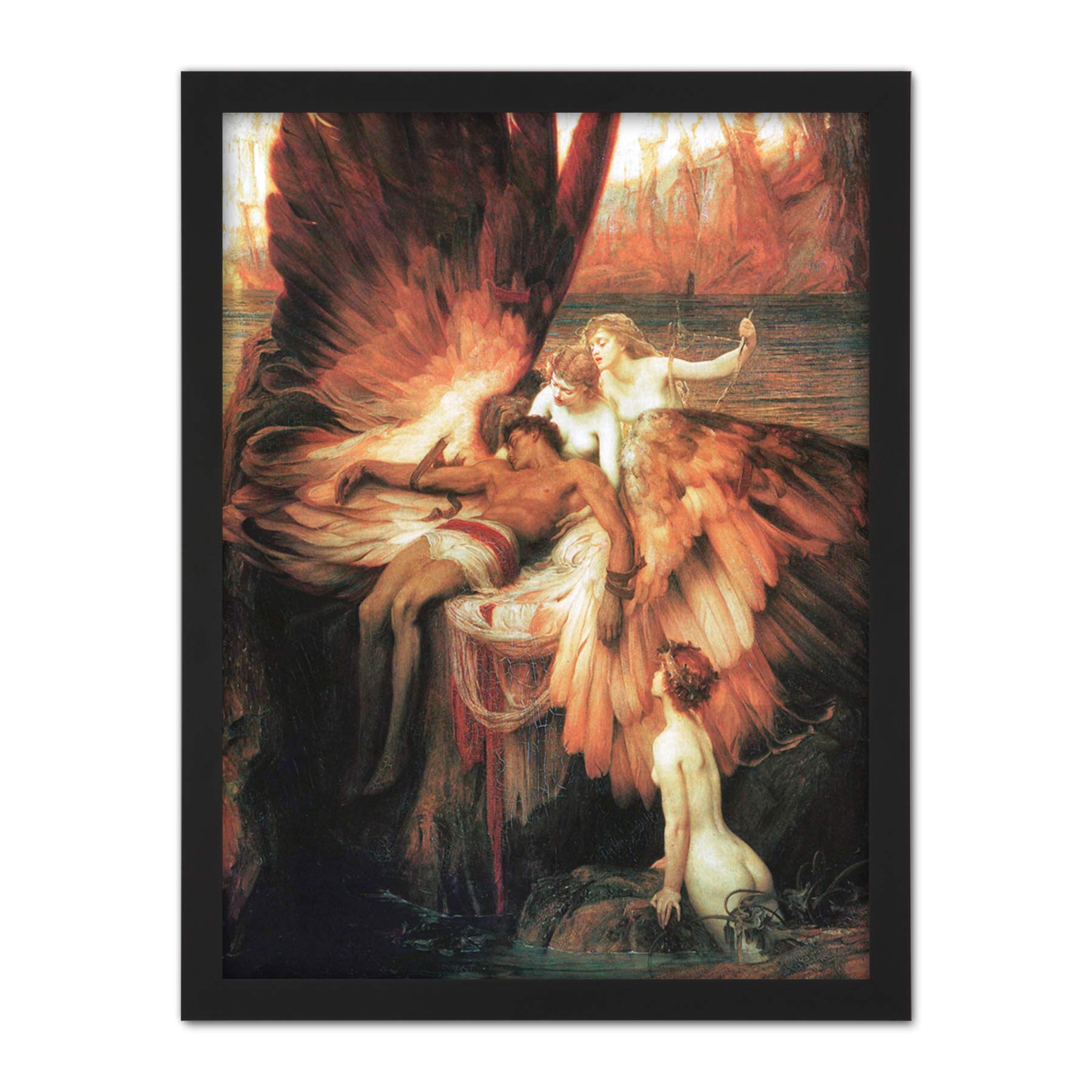 James Mourning For Icarus Myth Greek Wings Painting - Large Framed Wall Art Print - Artery8 - W18 inch x H24 inch