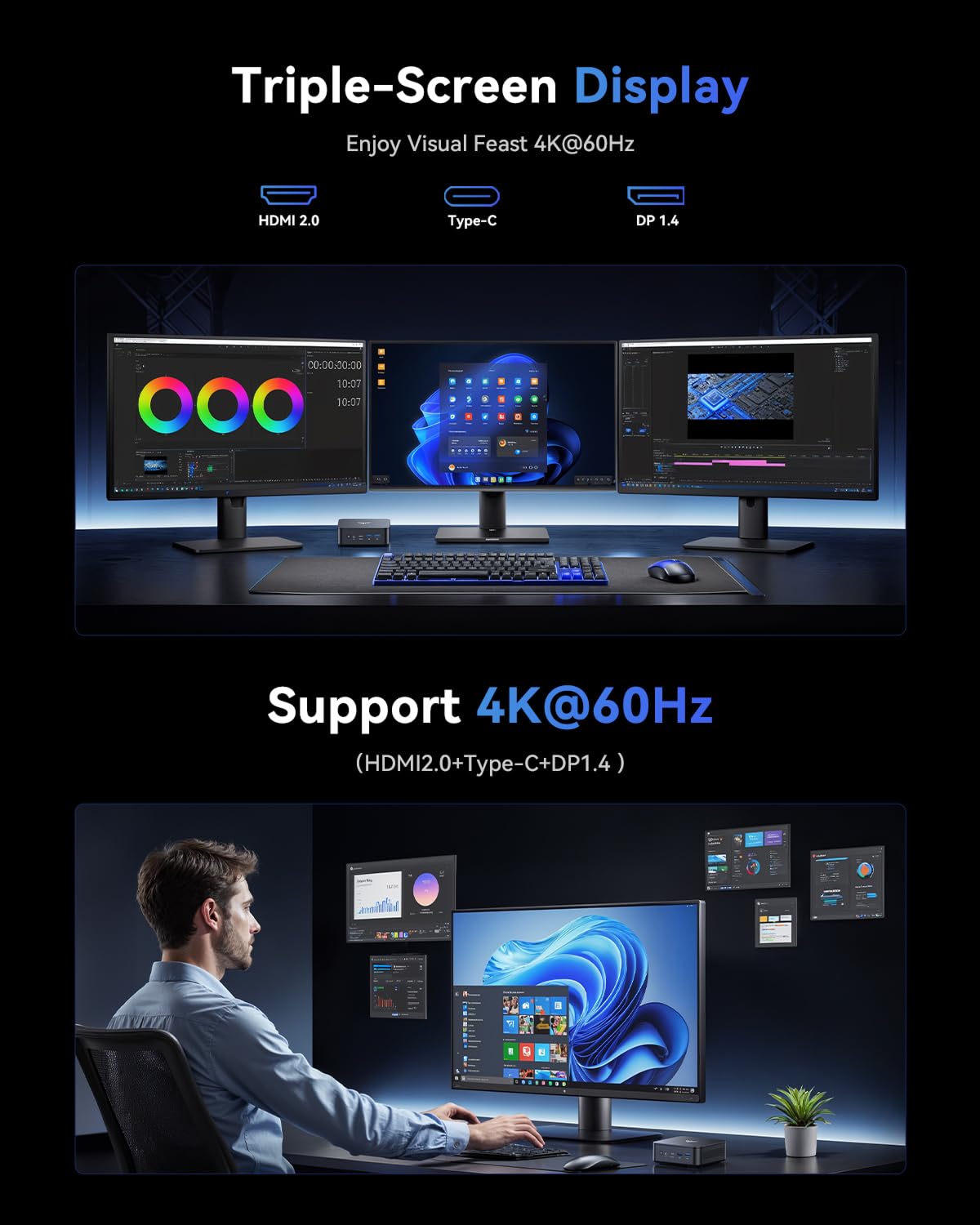 KAMRUI H1 Mini Gaming PC, AMD Ryzen 7 6800H, 16GB DDR5 4800MHz 512GB M.2 NVMe PCIe3.0x4 SSD Mini PC(8C/16T, up to 4.7GHz), 16MB L3 Smart Cache, Triple 4K Display/WiFi6/BT5.2/Mini Desktop Computers