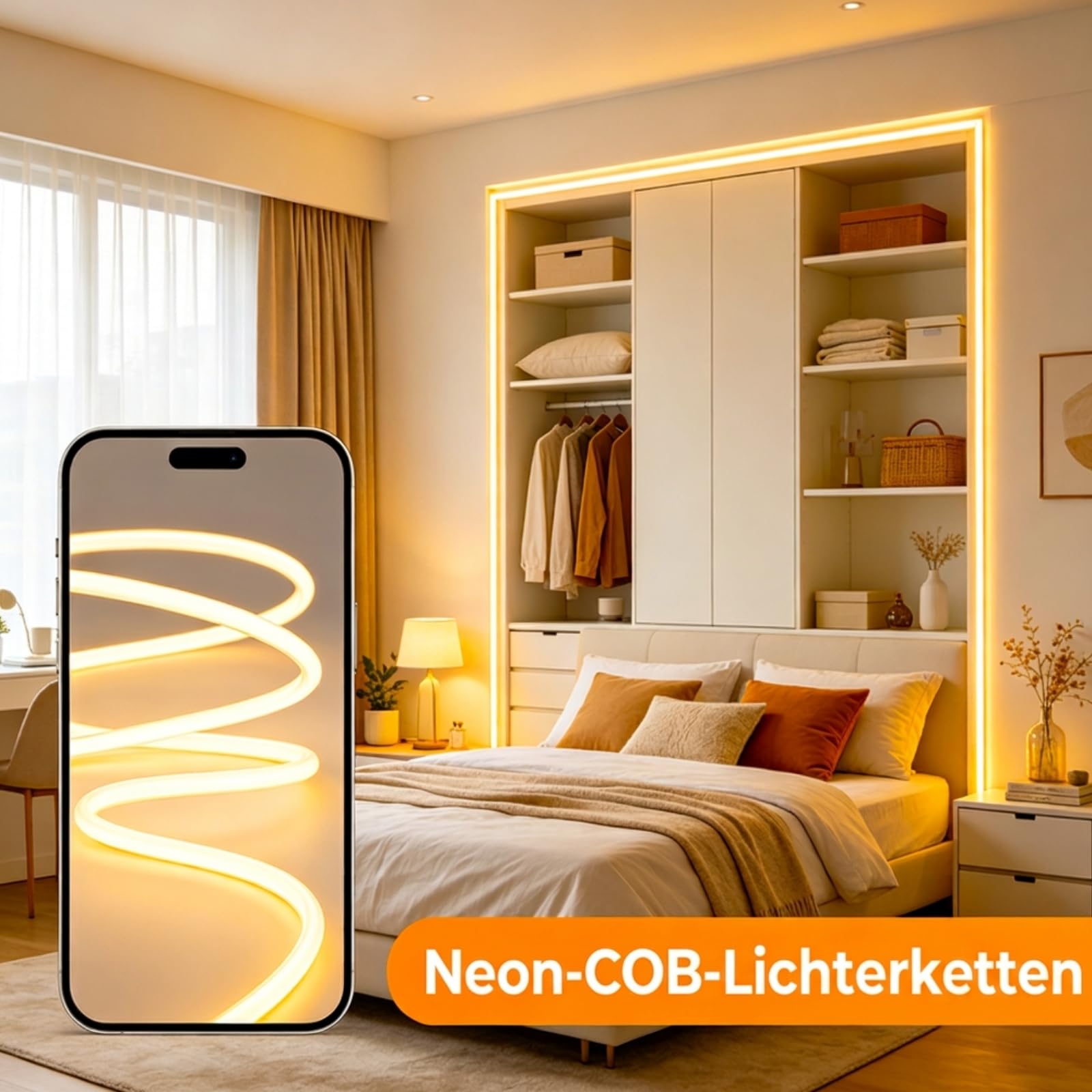 iNextStation COB LED Streifen 10M, dimmbar, Wasserdicht, 3000K Warmweiß