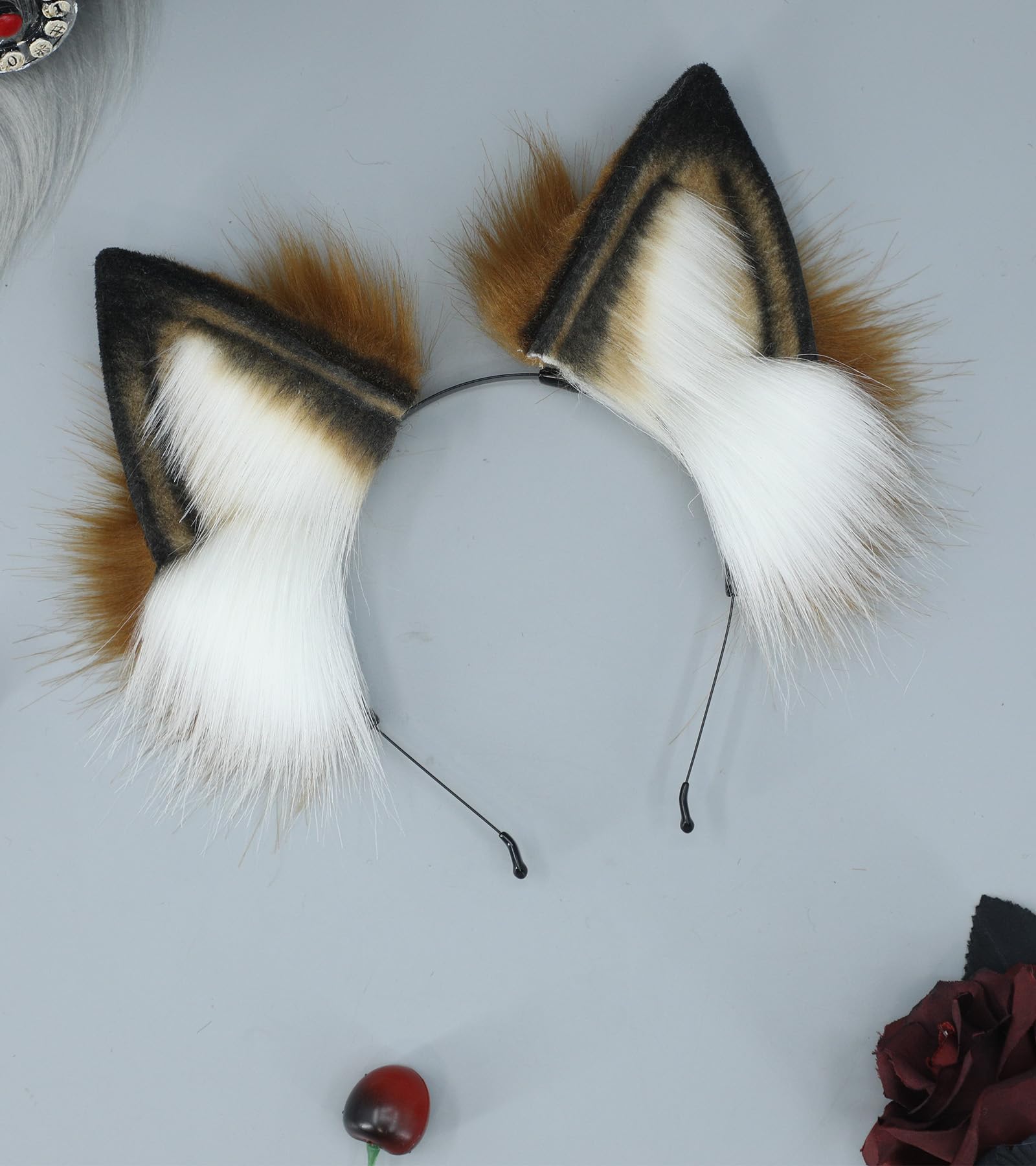 Diadema de orejas de gato de zorro, orejas de lobo, para Halloween, cosplay, Hairbnad hecha a mano, accesorios de cabeza de animal para mujeres y hombres