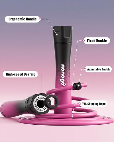 Miniatura 4 de nonogo Cuerda de saltar con peso de 1 libra para mujer, cuerda de saltar ajustable de PVC pesado de 0.394 pulgadas para fitness, ideal para