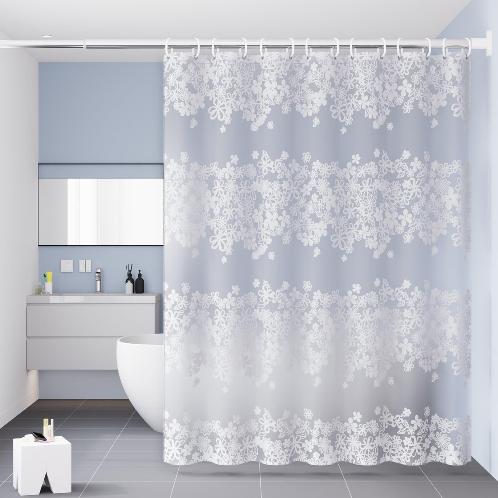 Beydodo 72x72 Shower Curtain Liner Fabric, Peva Shower Curtains for Bathroom Western Decor Shower Curtain Floral Pattern