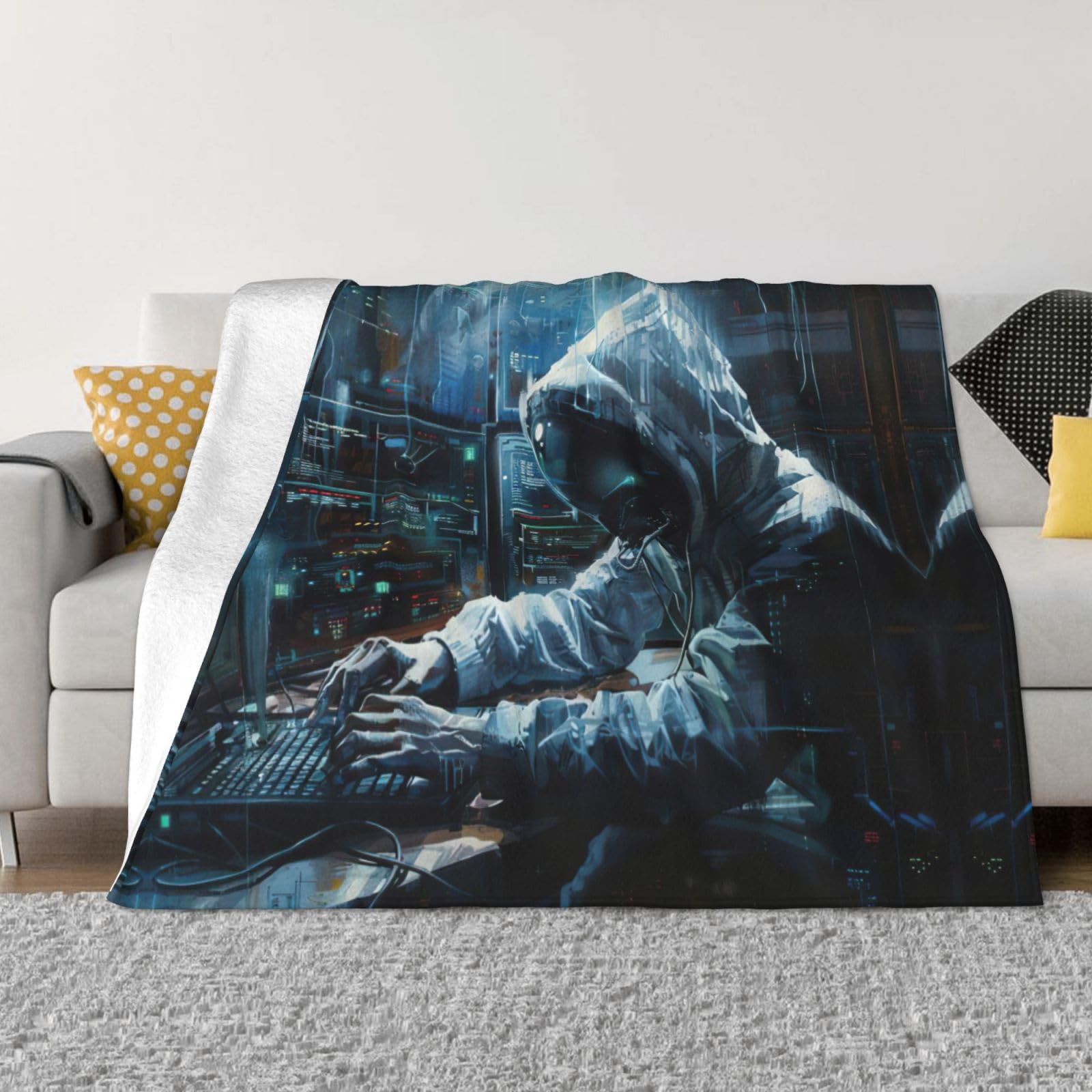 Couverture de canapé en peluche double quatre saisons microfibre Hacker Attacker