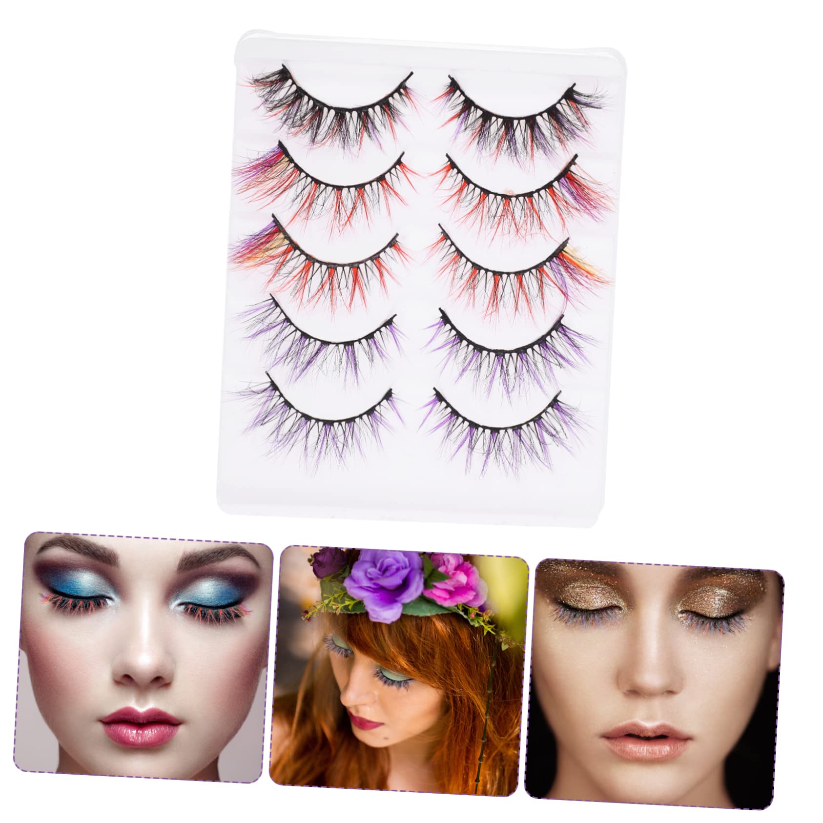 Baluue 25paia Ciglia Colorate Per Cosplay e Halloween Effetto Volume Per Makeup Da Festival e Occasioni Speciali
