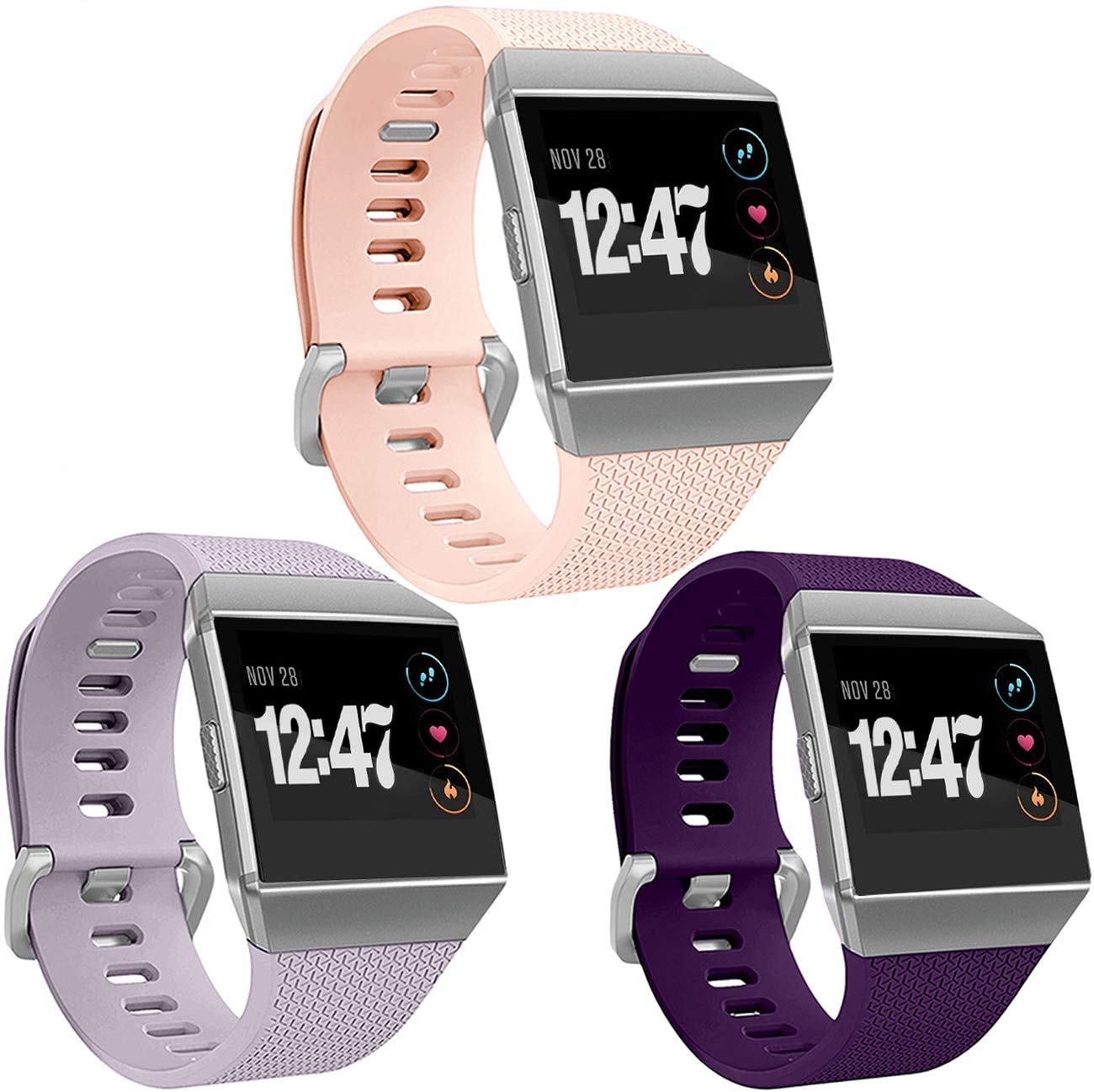 Wepro Bands Compatible with Fitbit Ionic SmartWatch, Watch Replacement Sport Strap for Fitbit Ionic Smart Watch, 3 Pack, Large, Small