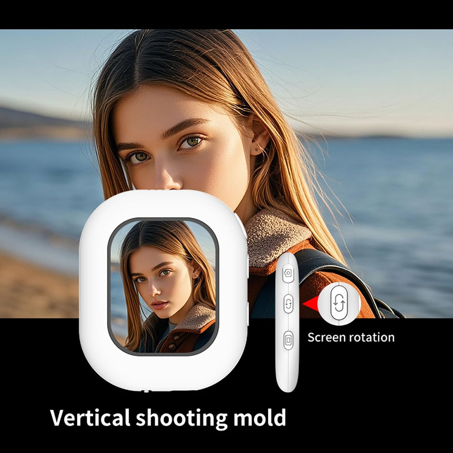 LICAEVEY Vlog Selfie Monitor Screen, Magnetic Back Camera Monitor for OS X & Android, 2.01" Portable Selfie Screen with Mirroring for Vlog Live Stream