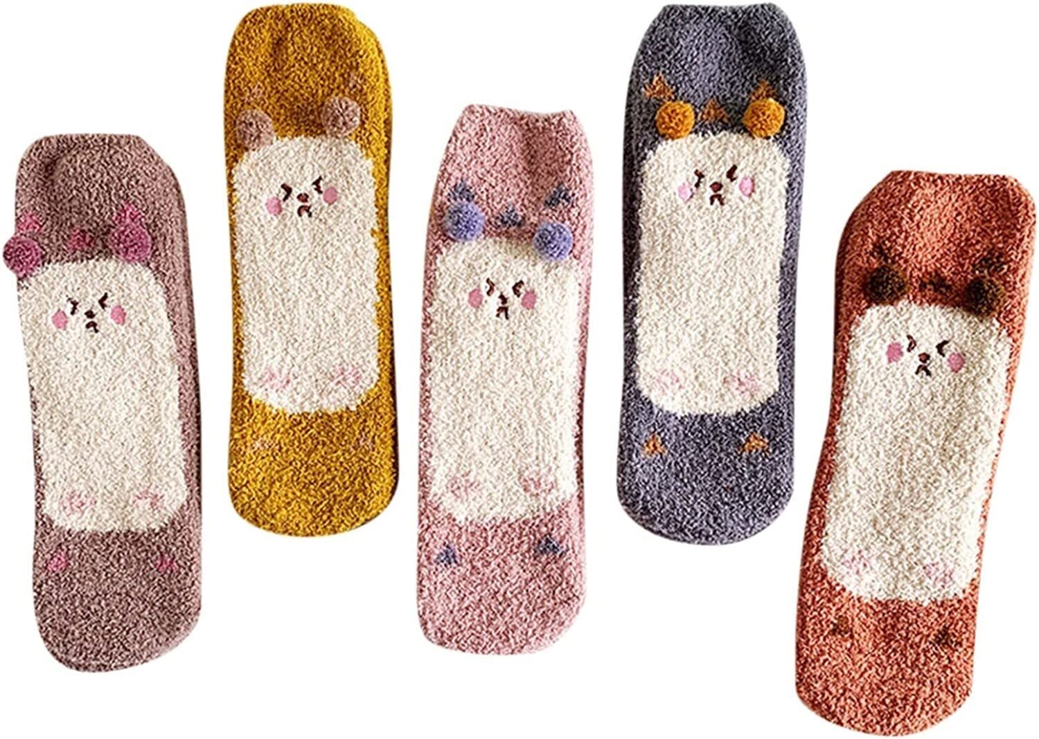 Wintersocken Bettsocken 3 Paar Thermosocken Mit Pom Poms Winter Damen Flauschig Super Weich Warm Verdickt Gemütlich Flauschig Warme Flauschige Socken