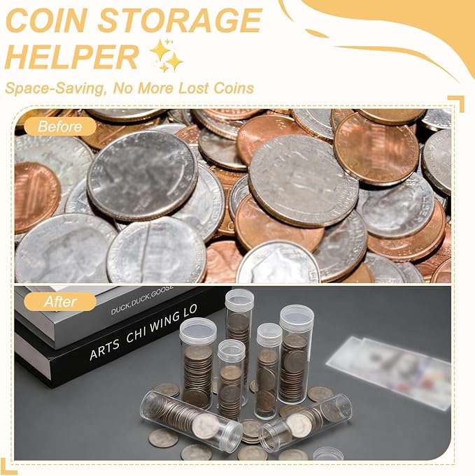 Tubos para Monedas Plásticos Transparentes 60 Pzs 20.5 mm miniatura 4