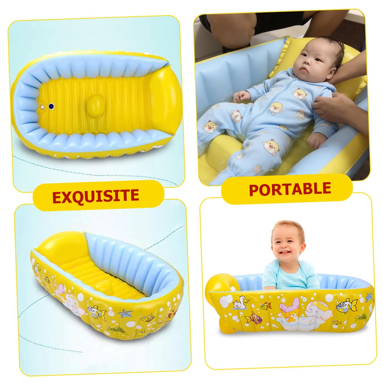 Bañera Hinchable para Niña de PVC Duradera y Portátil Piscina Interior para Baño y Adecuado para Recién Nacidos Fácil de Inflar y Guardar