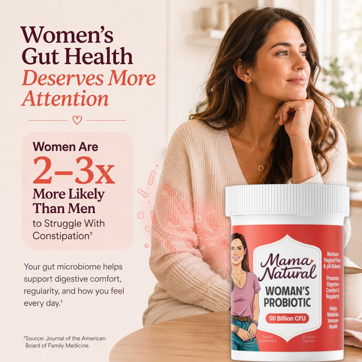Mama Natural Womens Probiotic – Vaginal, Gut Health & Immune Support Supplement – with Organic Prebiotics (30 Count) - Lactobacillus & Bifidobacterium Probiotic - 50 Billion CFU & 10 Strains — Amazon image 3