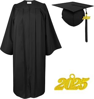 Matte Graduation Cap and Gown 2025 Tassel Adults Set for High School and Bachelor