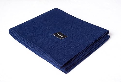 SHKOREKUTA Manta de cachemira 100% alpas, extra suave, cálida y acogedora para sofá, silla, cama, sala de estar, campamento y viajes (azul marino,