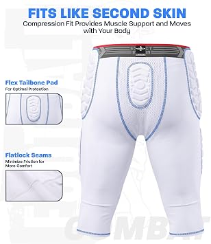 Exxact Sports Combat 7-Pad Adult Football Girdle for Men with Cup Pocket