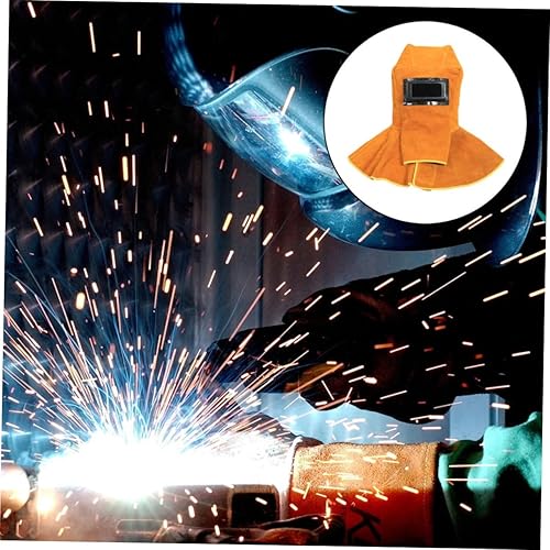Miniatura 6 de jojofuny Máscara de soldadura de cuero, gorra de soldadura de cuero, visera de soldadura, sombrero de soldador, gorra de soldadura con cuello