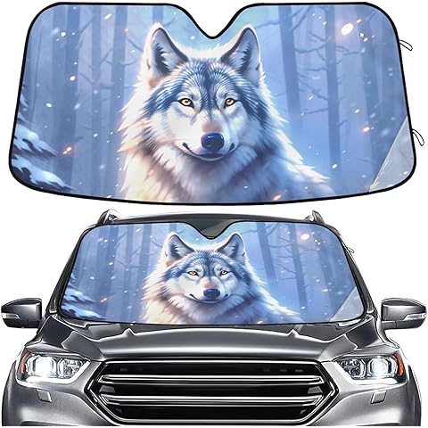 Wolf Winter Forest Windshield Sun Shade for Car Auto SUV Truck Foldable Front Windo...