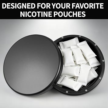 علبة معدنية من Zyn، حاوية معدنية من Snus Can، حاوية كيس، علبة تخزين صغيرة (أسود)
