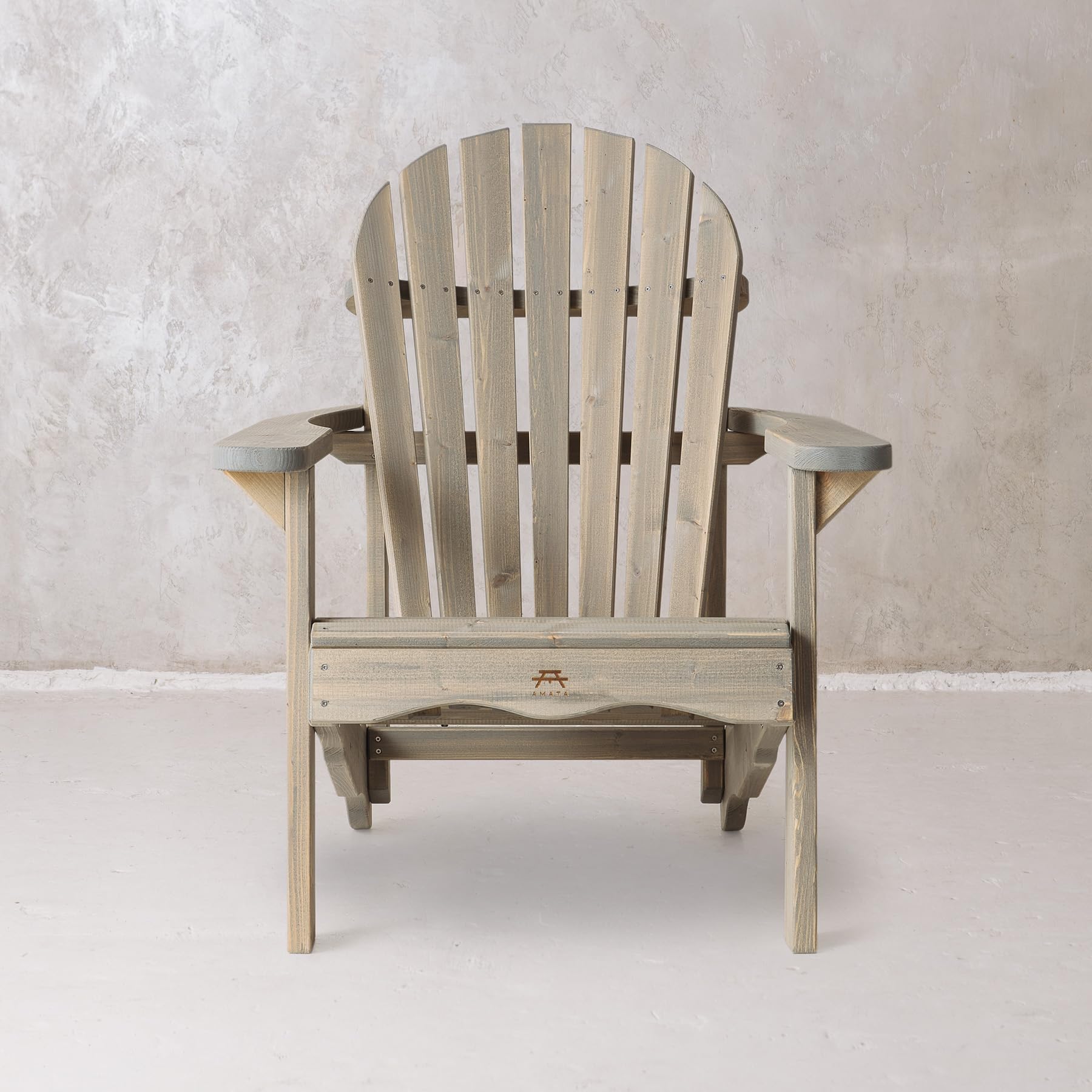 AMATA Sedia singola Adirondack per esterni, collezione UNGURS - Sedia in legno resistente alle intemperie per patio, cortile e giardino braciere - ergonomica e resistente, design senza tempo (grigio)