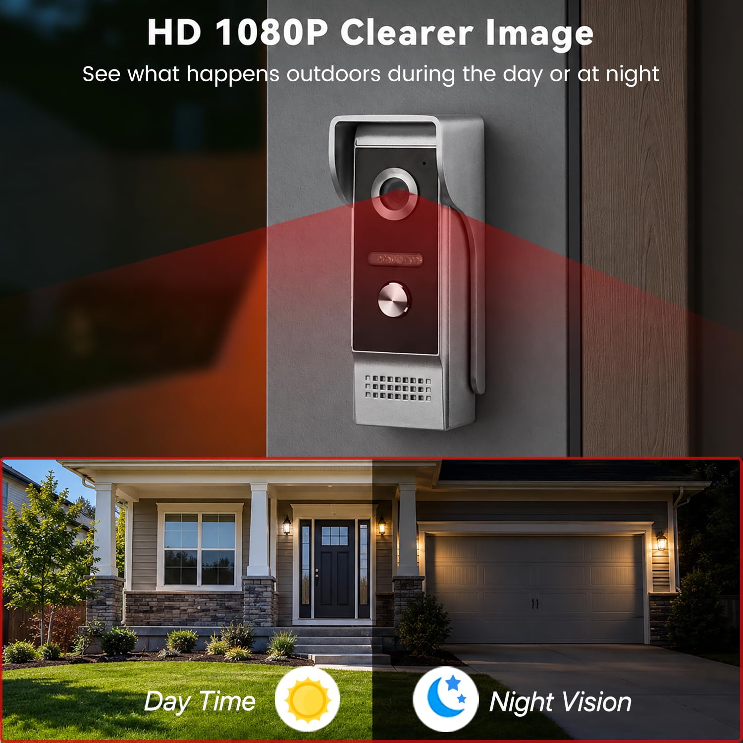Videocitofono cablato con videocitofono, monitor da 9 pollici, kit per videocitofono con videocamera HD, supporto per sblocco, monitoraggio, citofono bidirezionale per villa, casa, ufficio