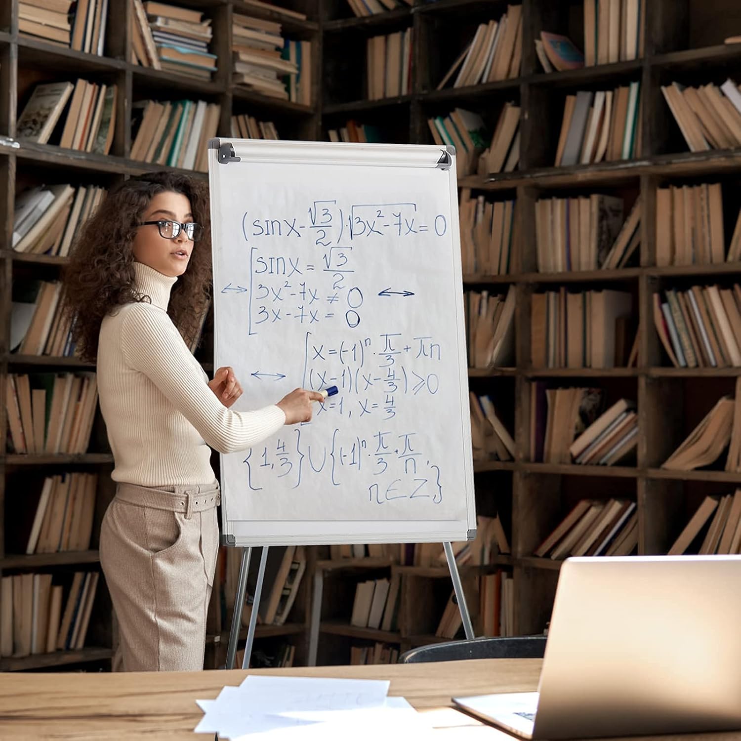 MAKELLO Flip Chart Easel Magnetic Tripod Whiteboard Dry Erase Board with Stand, Extended Display Arms, Adjustable Height, 36X24 inches: Office Products