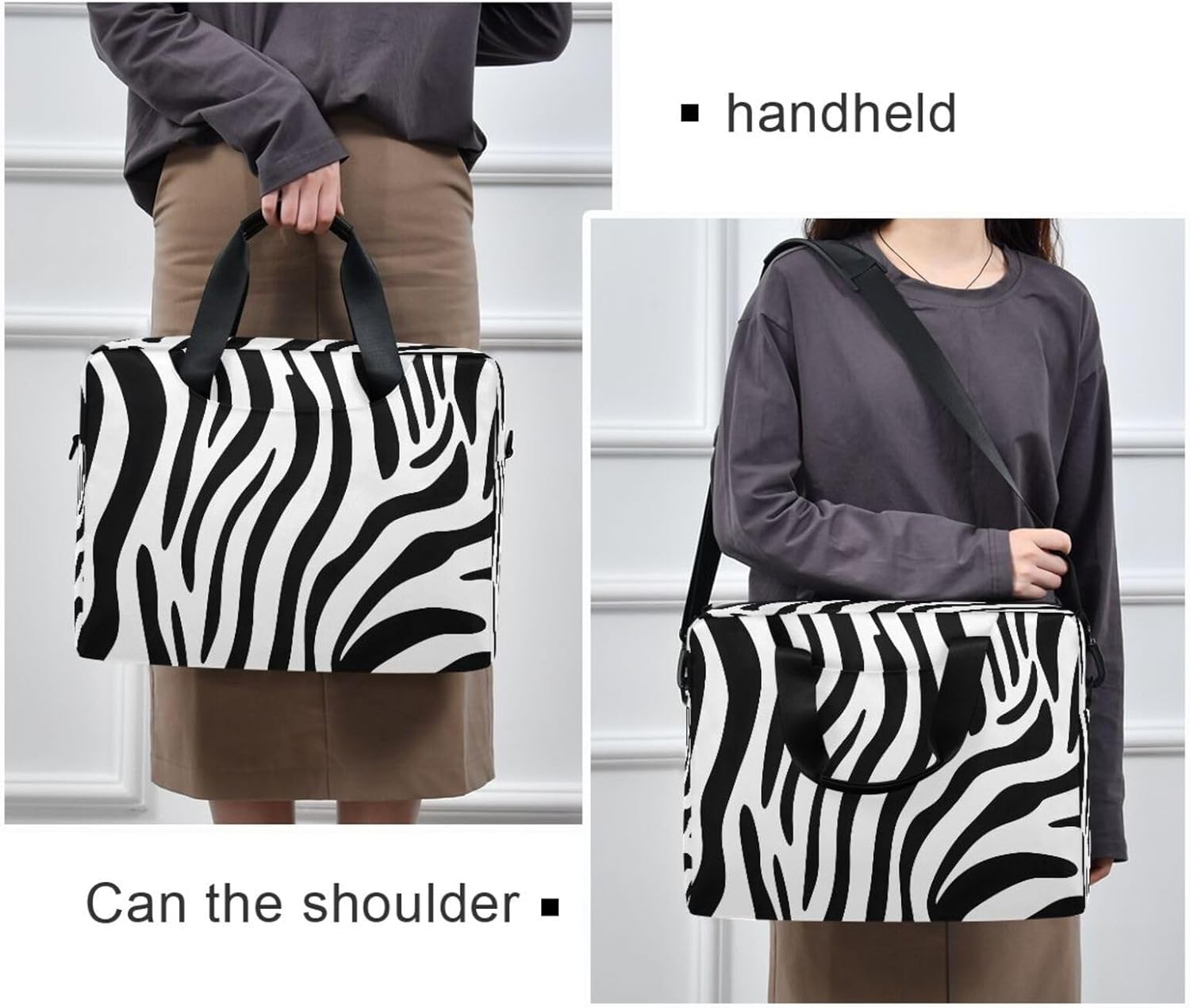 Zebra Animal Print Skin 15.6 Inch Laptop Bag Briefcase for Business, Water-Resistant Computer Bag Fits 14-16 Inch Notebook for Men Women, Office Travel Work Backpack