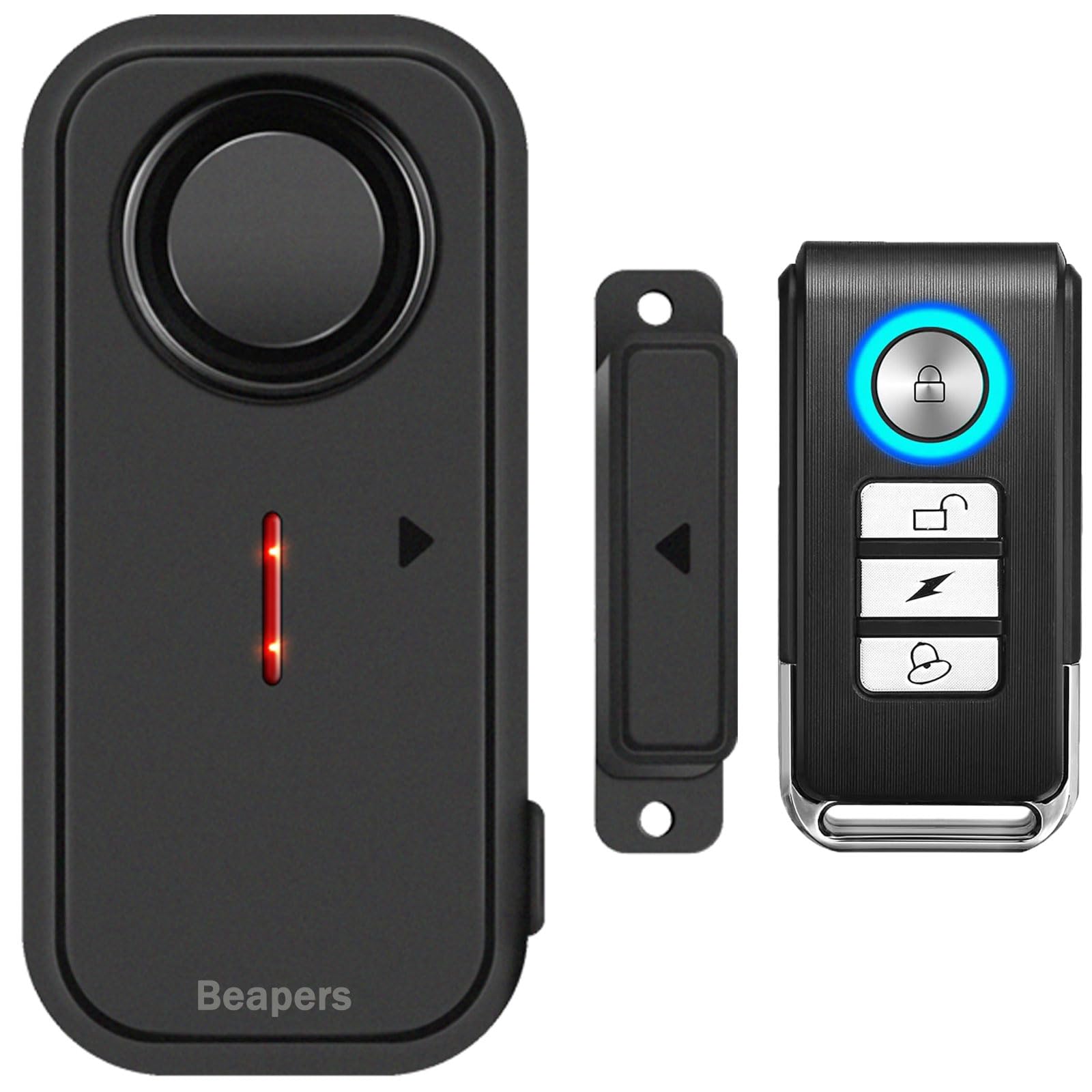 Allarme di sicurezza personale impermeabile per porta/finestra, impermeabile IP66, con telecomando, 113 dB, modalità allarme/campanello, spaziatura migliorata dello spazio tra le porte, antifurto