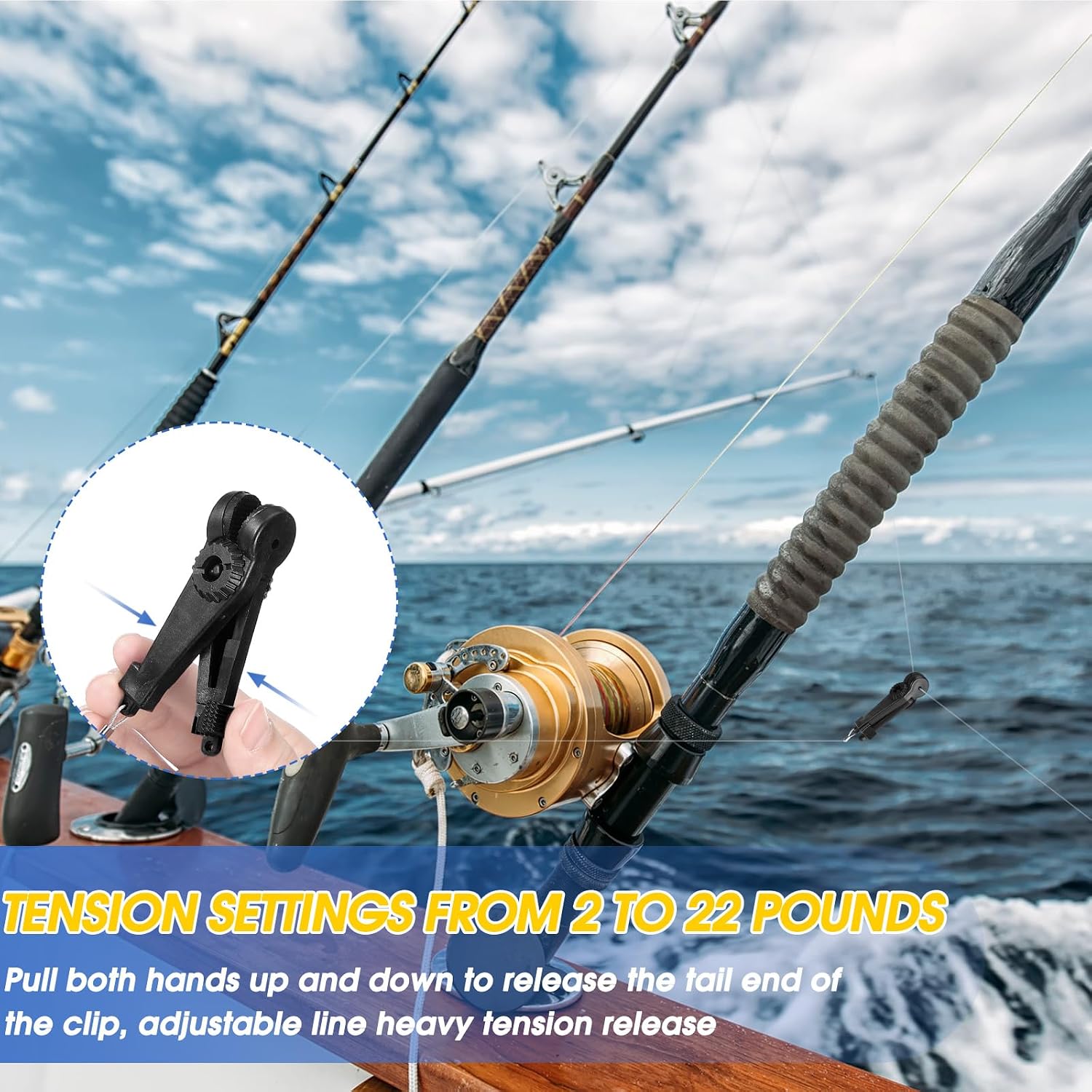 2 Pcs Fishing Downrigger Line Release Clips with Leader Snap Weight Release Clips for Kites Planer Board Downrigger Trolling Offshore Fishing
