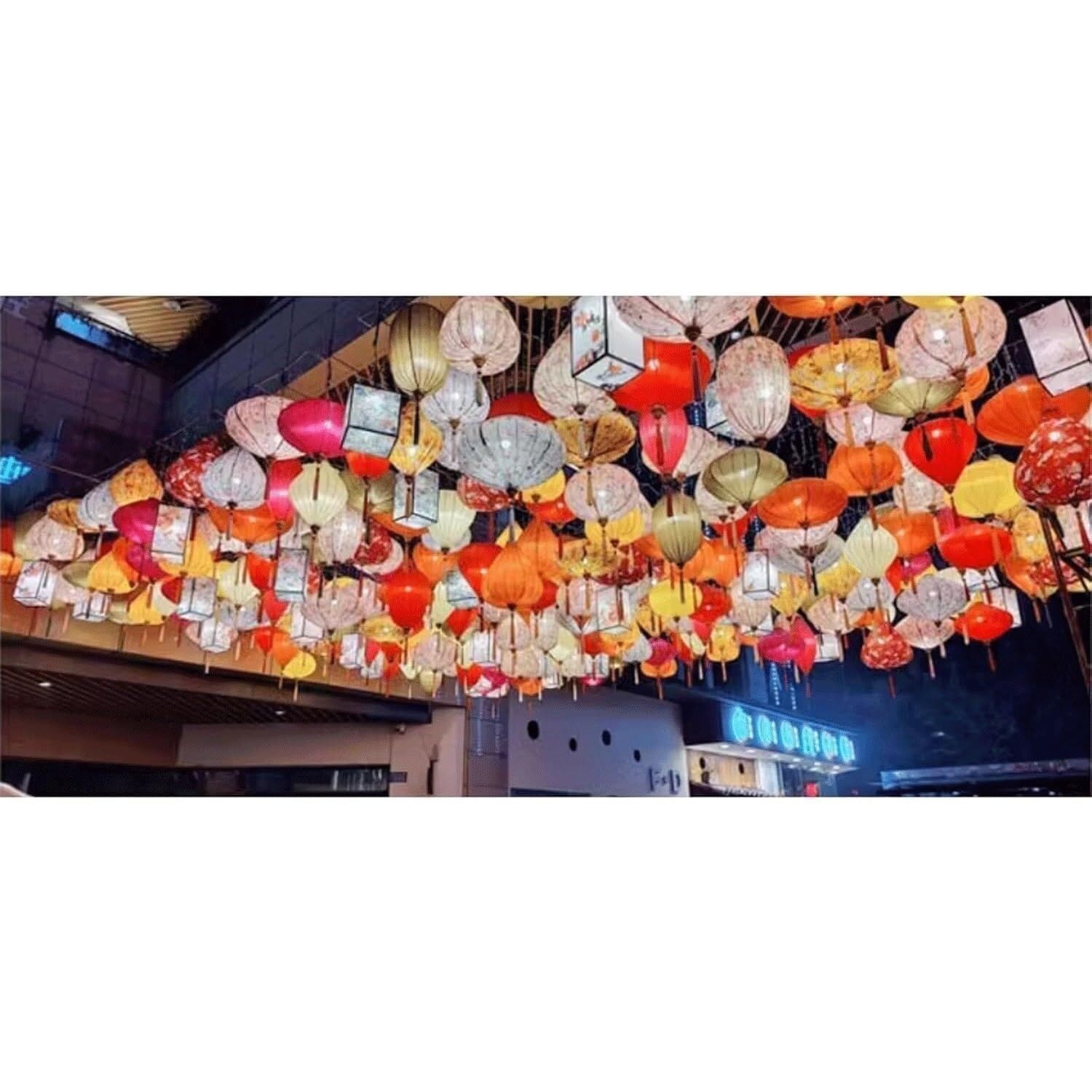 Lampion Chiński kwiatowy wzór latarni, tradycyjny wietnamski japoński jedwabny wiszący lampion do dekoracji domu, ogrodu, wesela i imprezy lantern(Geel,14inch)