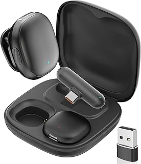 Phone Microphone AI Noise Filter - Wireless Lavalier Microphones for iPhone 17 Android with Charging Case Lapel Mic for Content Creators Video Audio Recording (Black, NV36 with USB Adapter)