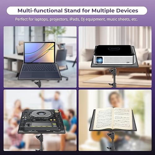 Miniatura 2 de Aureday Trípode para proyector de rotación de 180, soporte de trípode resistente para laptop, altura ajustable de 26 a 55 pulgadas, soporte portátil