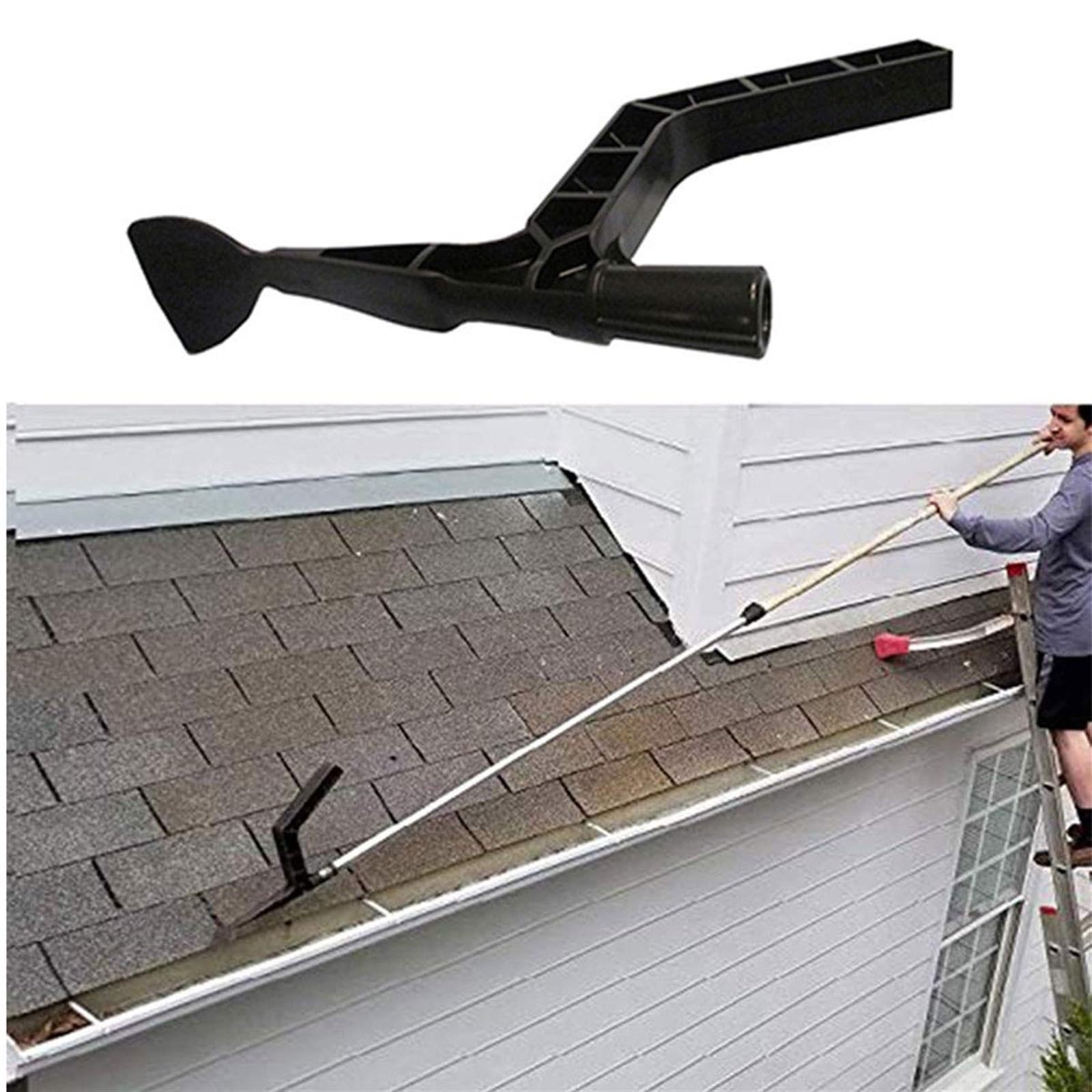 THE WHITE SHOP Home Gutter Tool Gutter Cleaning Spoon and Scoop, Threaded Design Roof Gutters Cleaning Tool for Garden, Ditch, Villas, Townhouses